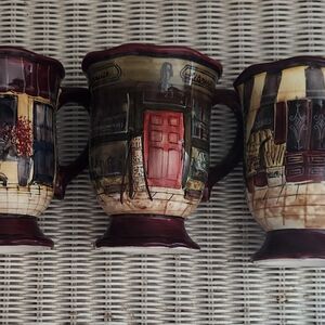 Certified International Kate McRostie Village Scene Mugs. Set Of 3